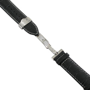 Ingersoll Ersatzband für Uhren Leder schwarz Kroko Faltschl. 24 mm