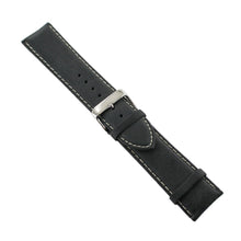 Laden Sie das Bild in den Galerie-Viewer, Ingersoll Ersatzband für Uhren Leder schwarz Naht weiss Dornschließe Si 24 mm