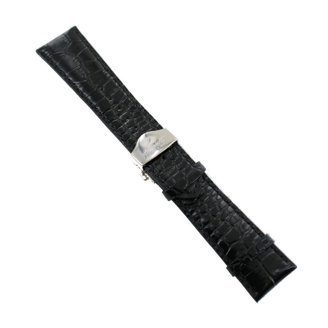 Ingersoll Ersatzband für Uhren Leder schwarz g. Kroko Faltschl. Si 24 mm