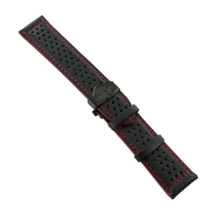 Ingersoll Ersatzband für Uhren Leder schwarz Löcher Faltschl. SW 24 mm