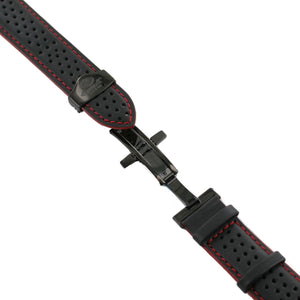 Ingersoll Ersatzband für Uhren Leder schwarz Löcher Faltschl. SW 24 mm