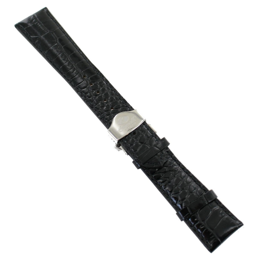 Ingersoll Ersatzband für Uhren Leder schwarz g. Kroko Faltschl. Si 24 mm XL