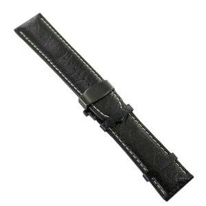 Ingersoll Ersatzband für Uhren Leder schwarz Naht ws Faltschließe sw 26 mm