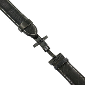 Ingersoll Ersatzband für Uhren Leder schwarz Naht ws Faltschließe sw 26 mm