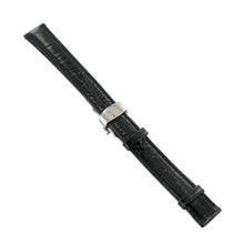 Laden Sie das Bild in den Galerie-Viewer, Ingersoll Ersatzband für Uhren Leder schwarz g. Kroko Faltschl.Silber 16 mm
