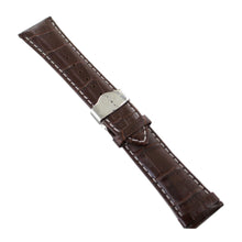 Laden Sie das Bild in den Galerie-Viewer, Ingersoll Ersatzband für Uhren Leder braun Naht weiss Kroko Faltschl. 26 mm