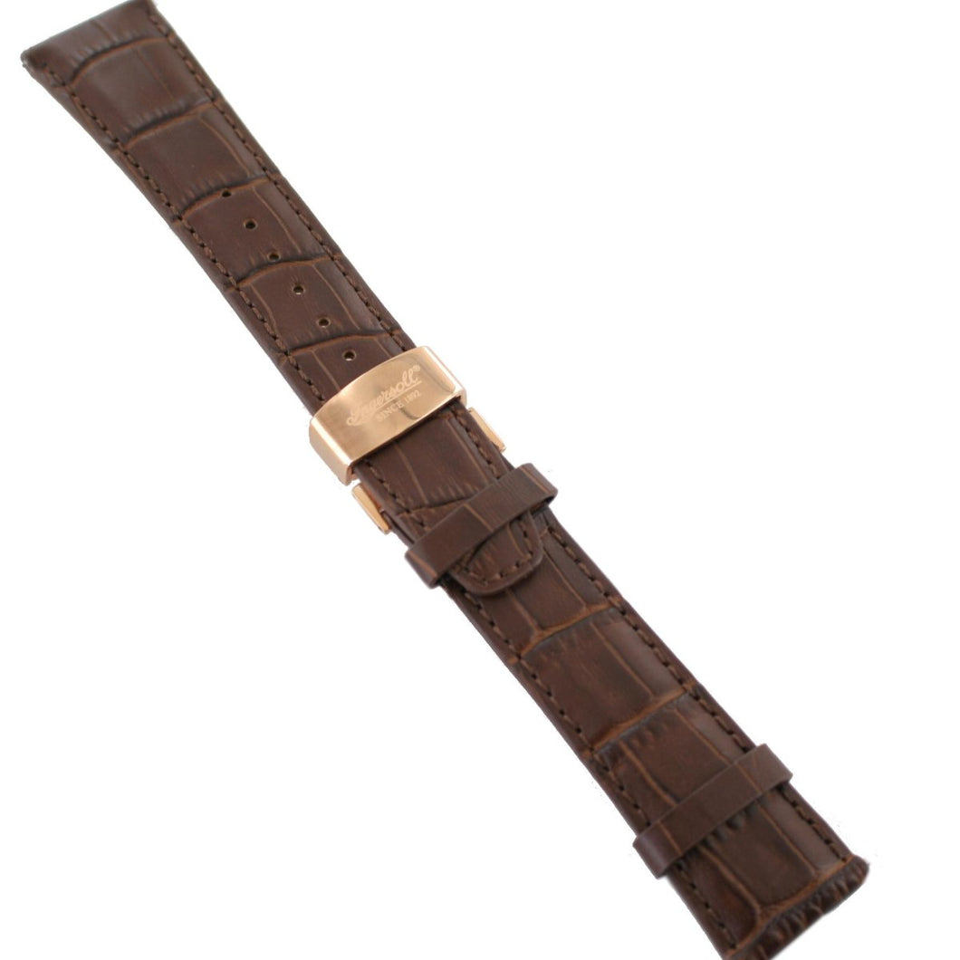 Ingersoll Ersatzband für Uhren Leder braun Kroko Faltschl. Rosé 24 mm S
