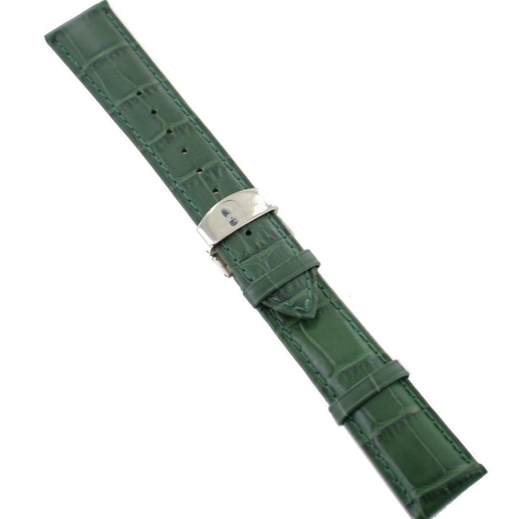 Ingersoll Ersatzband für Uhren Leder grün matt Kroko Faltschl. Si 22 mm