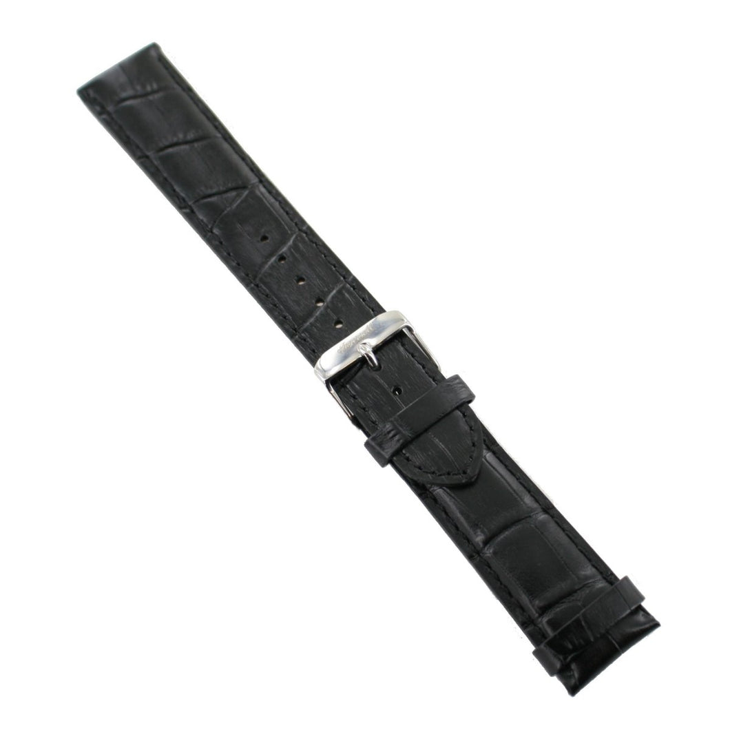 Ingersoll Ersatzband für Uhren Leder schwarz Kroko Dornschließe SI 22 mm