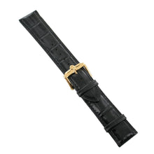 Laden Sie das Bild in den Galerie-Viewer, Ingersoll Ersatzband für Uhren Leder schwarz g. Kroko Dornschließe Gold 22 mm