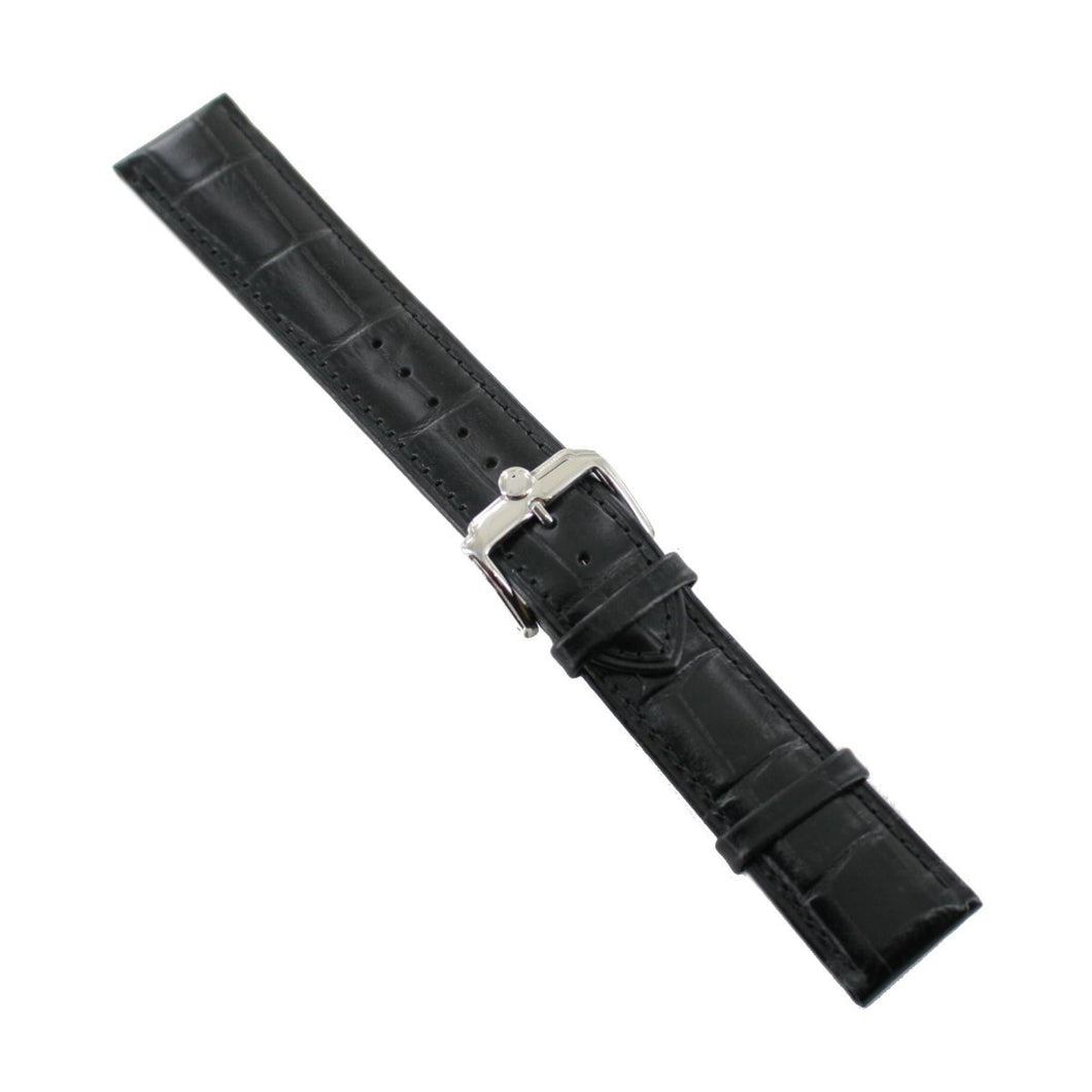 Ingersoll Ersatzband für Uhren Leder schwarz g. Kroko Dornschließe Si 22 mm