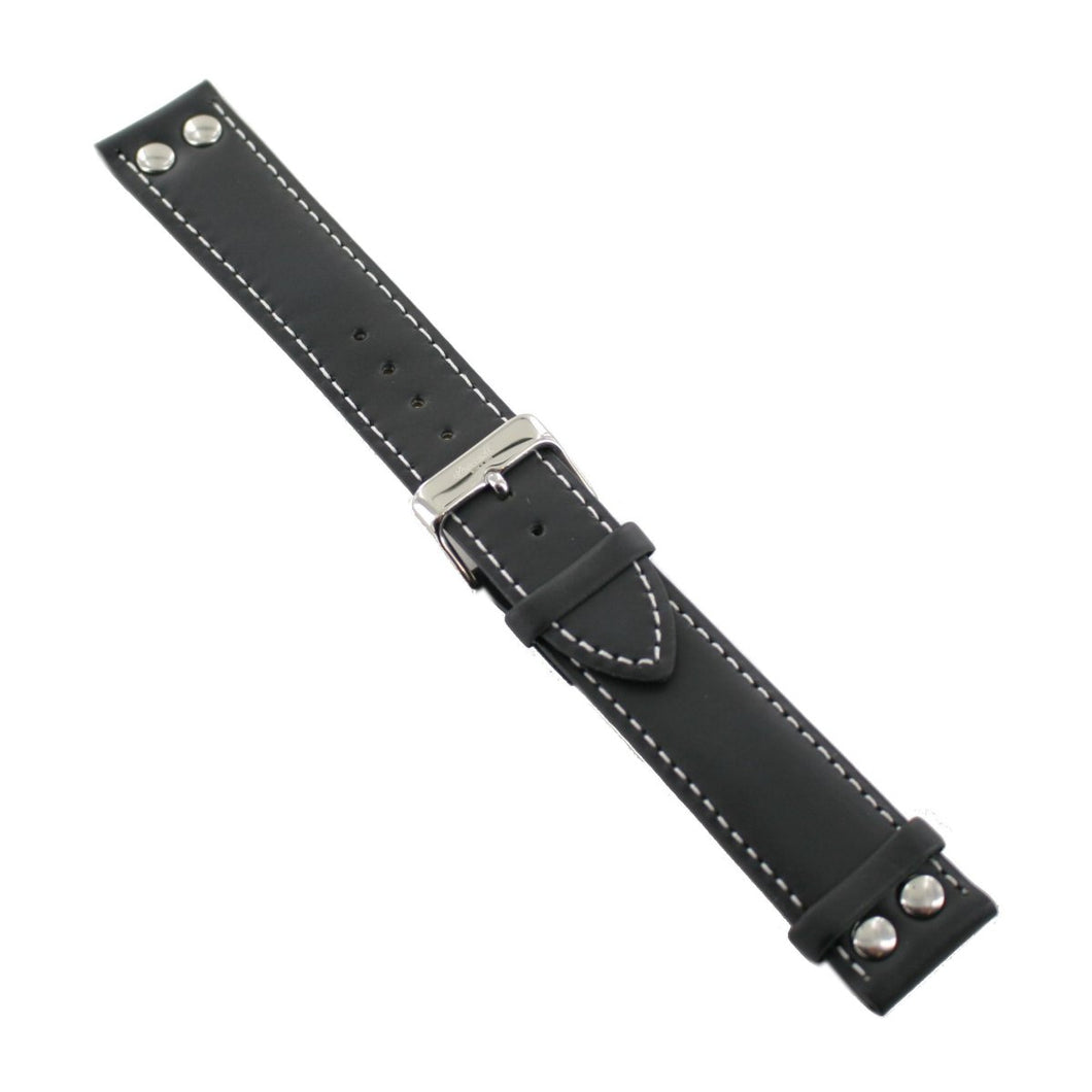 Ingersoll Ersatzband für Uhren Leder schwarz Naht Nieten Dornschließe Si 22 mm