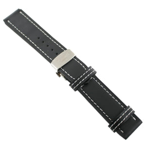 Ingersoll Ersatzband für Uhren Leder schwarz Naht ws Faltschließe 21 / 23 mm