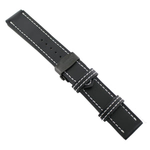 Ingersoll Ersatzband für Uhren Leder schwarz Naht ws Faltschließe sw 23 mm
