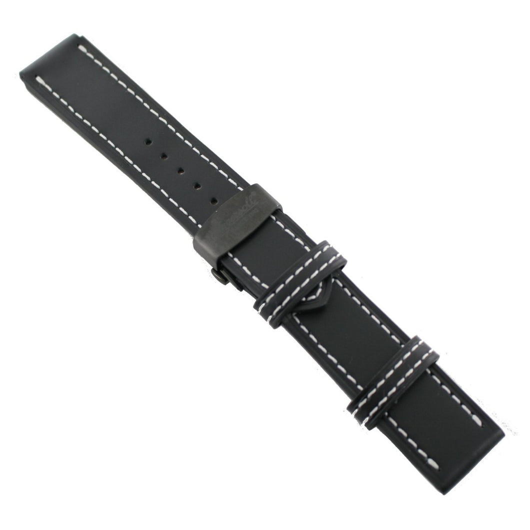 Ingersoll Ersatzband für Uhren Leder schwarz Naht ws Faltschließe sw 23 mm