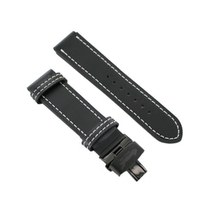 Ingersoll Ersatzband für Uhren Leder schwarz Naht ws Faltschließe sw 23 mm