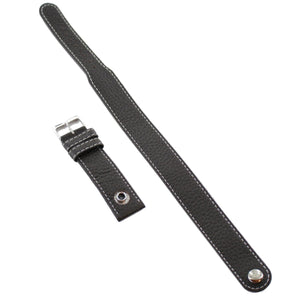 Ingersoll Ersatzband für Uhren Leder schwarz Naht weiss Niete Dornschl. Si 22 mm