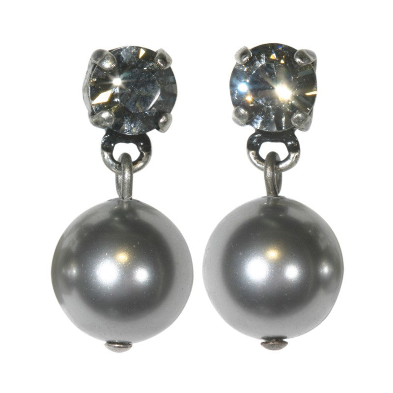 Konplott Ohrringe Pearl Shadow hängend grau Schwarzer Diamant SS 29