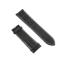 Laden Sie das Bild in den Galerie-Viewer, Ingersoll Ersatzband für Uhren Leder schwarz Naht weiss Kroko 24 mm