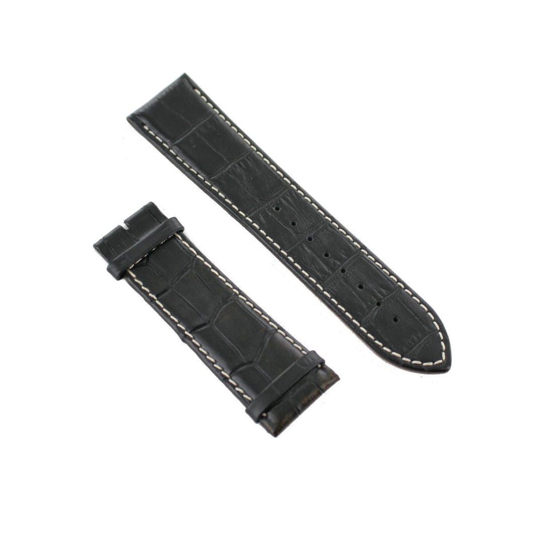 Ingersoll Ersatzband für Uhren Leder schwarz Naht weiss Kroko 24 mm