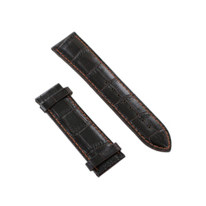 Ingersoll Ersatzband für Uhren Leder dunkelbraun Kroko Naht orange 24 mm