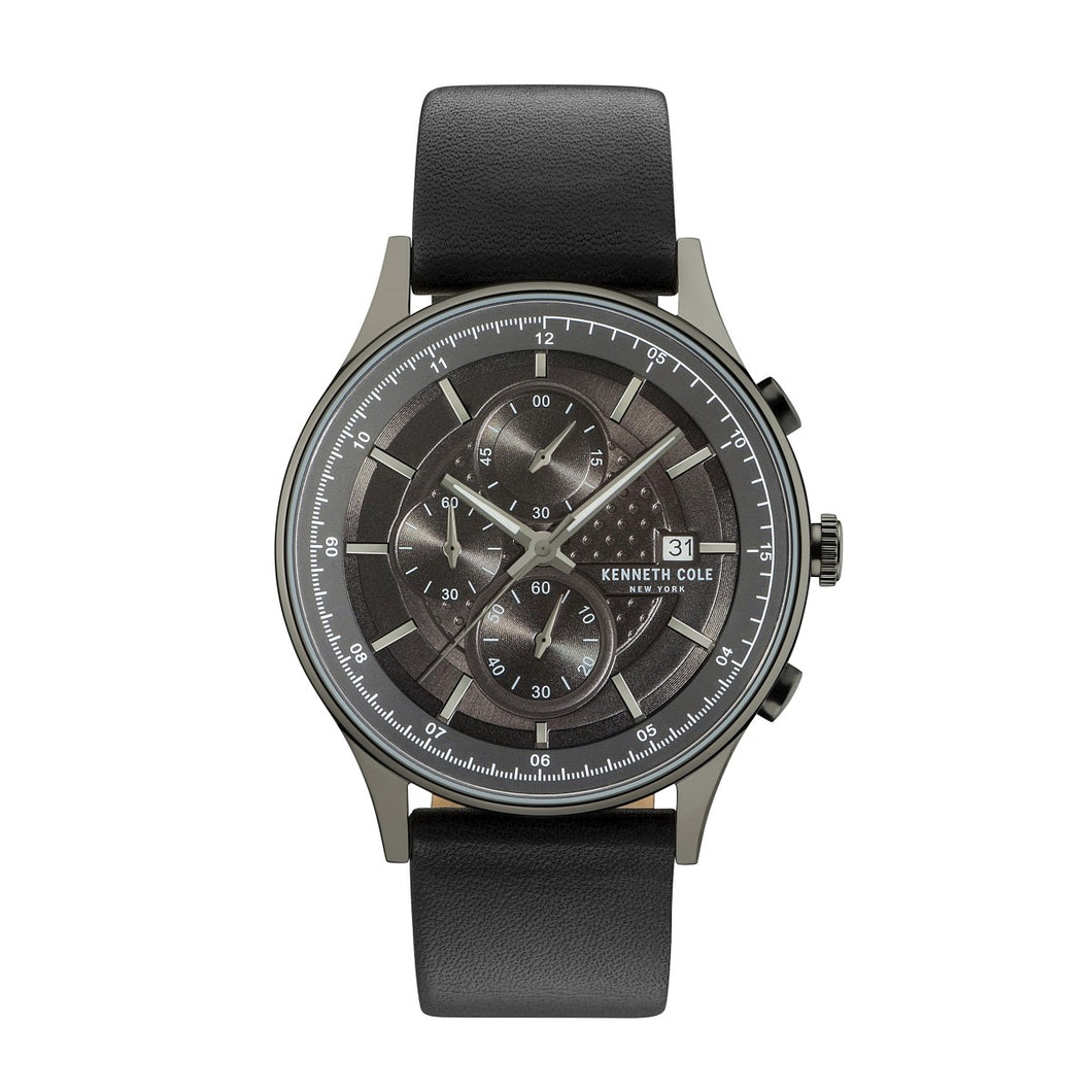 Kenneth Cole New York Herren Uhr Armbanduhr Chronograh Leder KC15101002