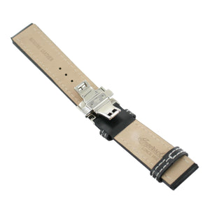 Ingersoll Ersatzband für Uhren Leder schwarz Naht ws Faltschließe 21 / 23 mm