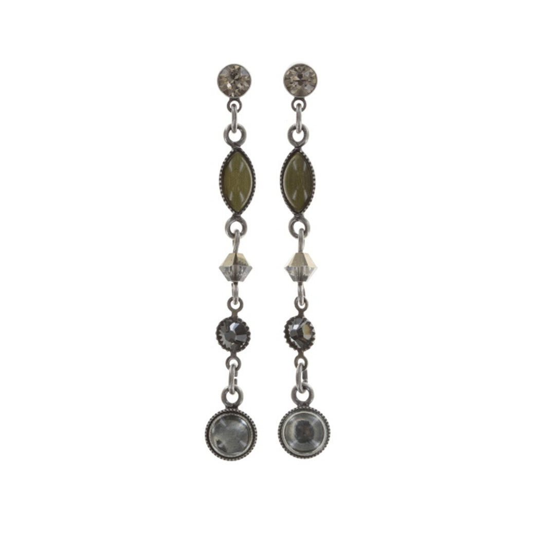 Konplott Ohrringe Ohrstecker Dangling Navette khaki grey silber