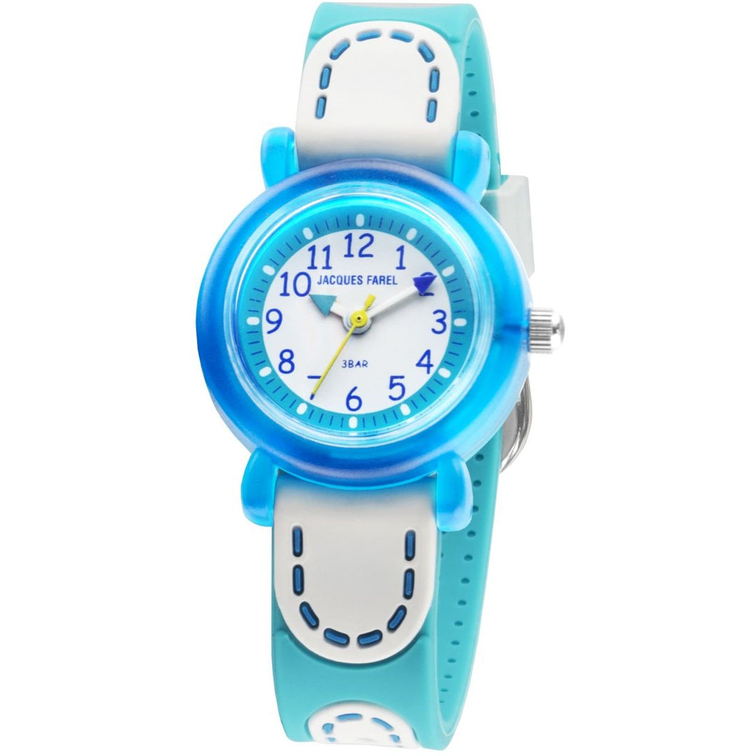 JACQUES FAREL Kinder-Armbanduhr Analog Quarz Mädchen Silikonband KFW 4333 blau