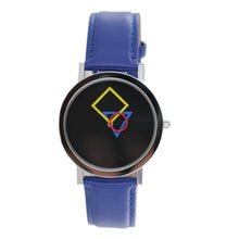 Laden Sie das Bild in den Galerie-Viewer, Aristo Bauhaus Damen Uhr Edelstahl 4D86B Leder blau