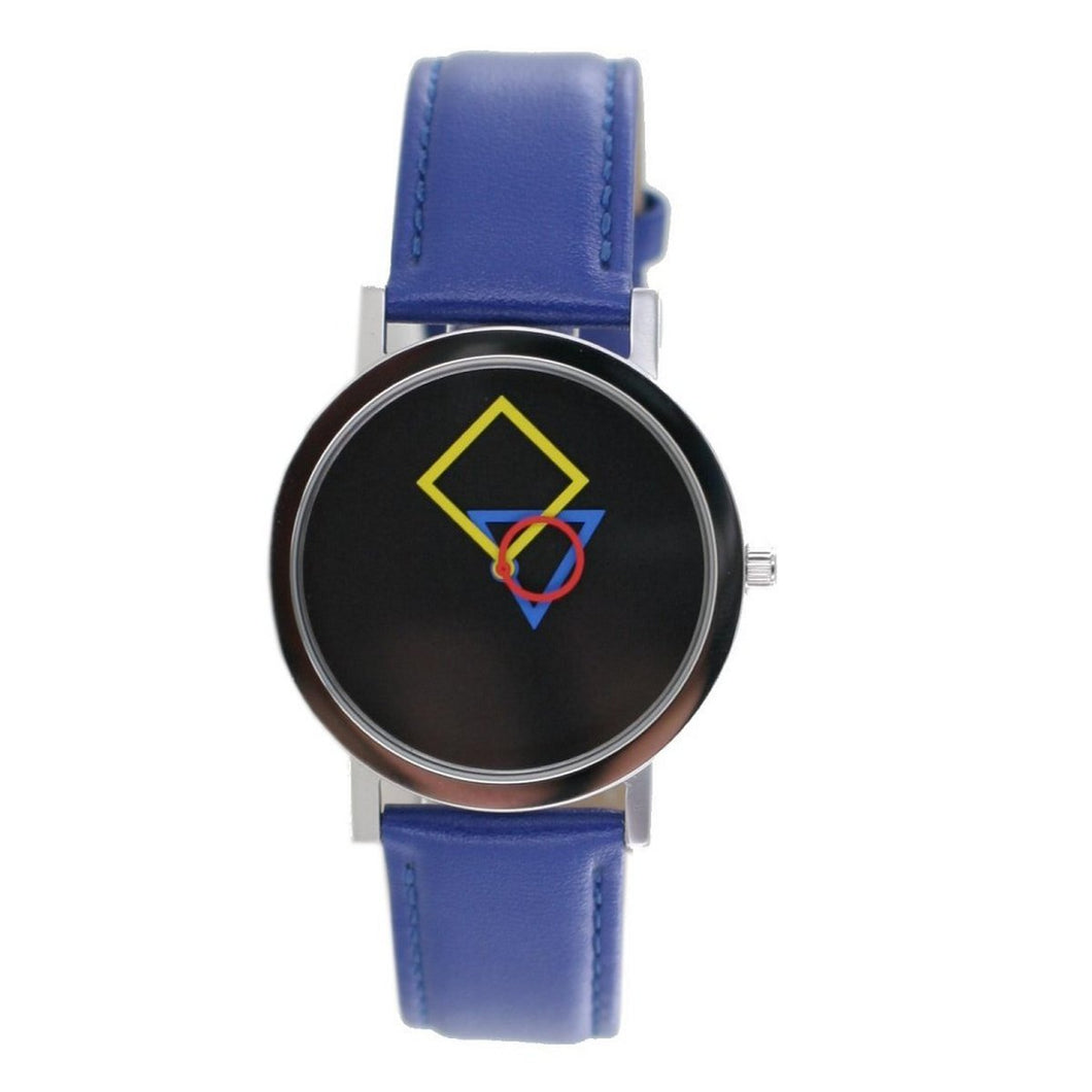 Aristo Bauhaus Damen Uhr Edelstahl 4D86B Leder blau