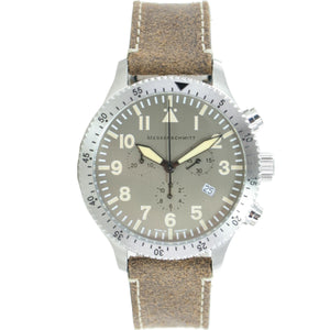 Aristo Herren Messerschmitt Uhr Edelstahl Chronograph ME-5030ALU Leder