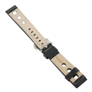 Ingersoll Ersatzband für Uhren Leder schwarz Naht grün Loch Dornschl. 22 mm
