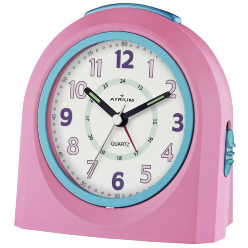 ATRIUM Wecker Analog Quarz rosa/blau A921-17 ohne Ticken mit Licht und Snooze