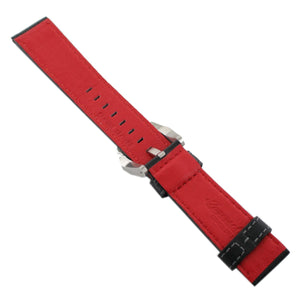 Ingersoll Ersatzband für Uhren Leder sw / rot Naht blau Dornschließe 24 mm