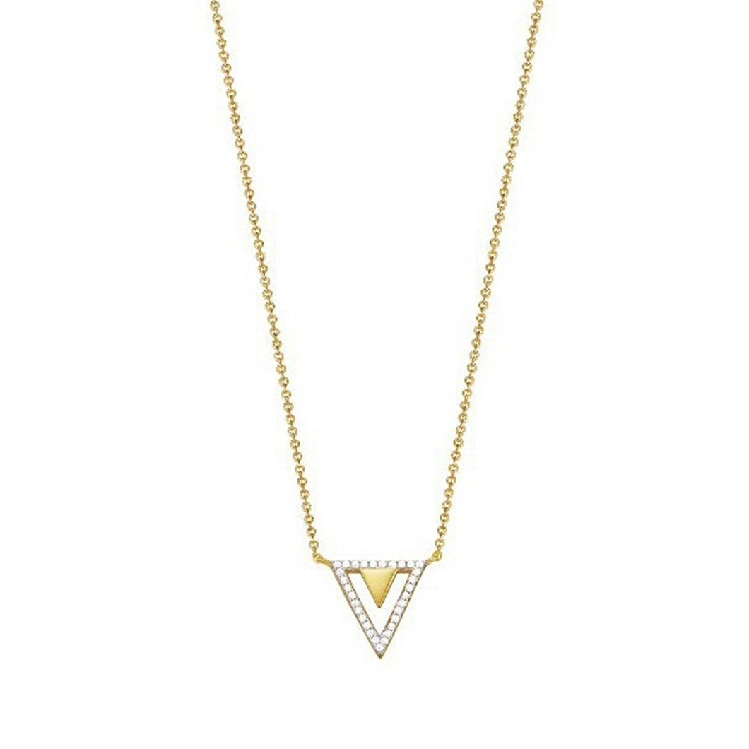 Esprit Damen Kette Collier Edelstahl Gold Zirkonia JW50215 ESNL03115E420