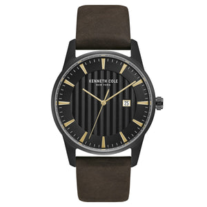 Kenneth Cole New York Herren-Armbanduhr Analog Quarz Leder KC15204003