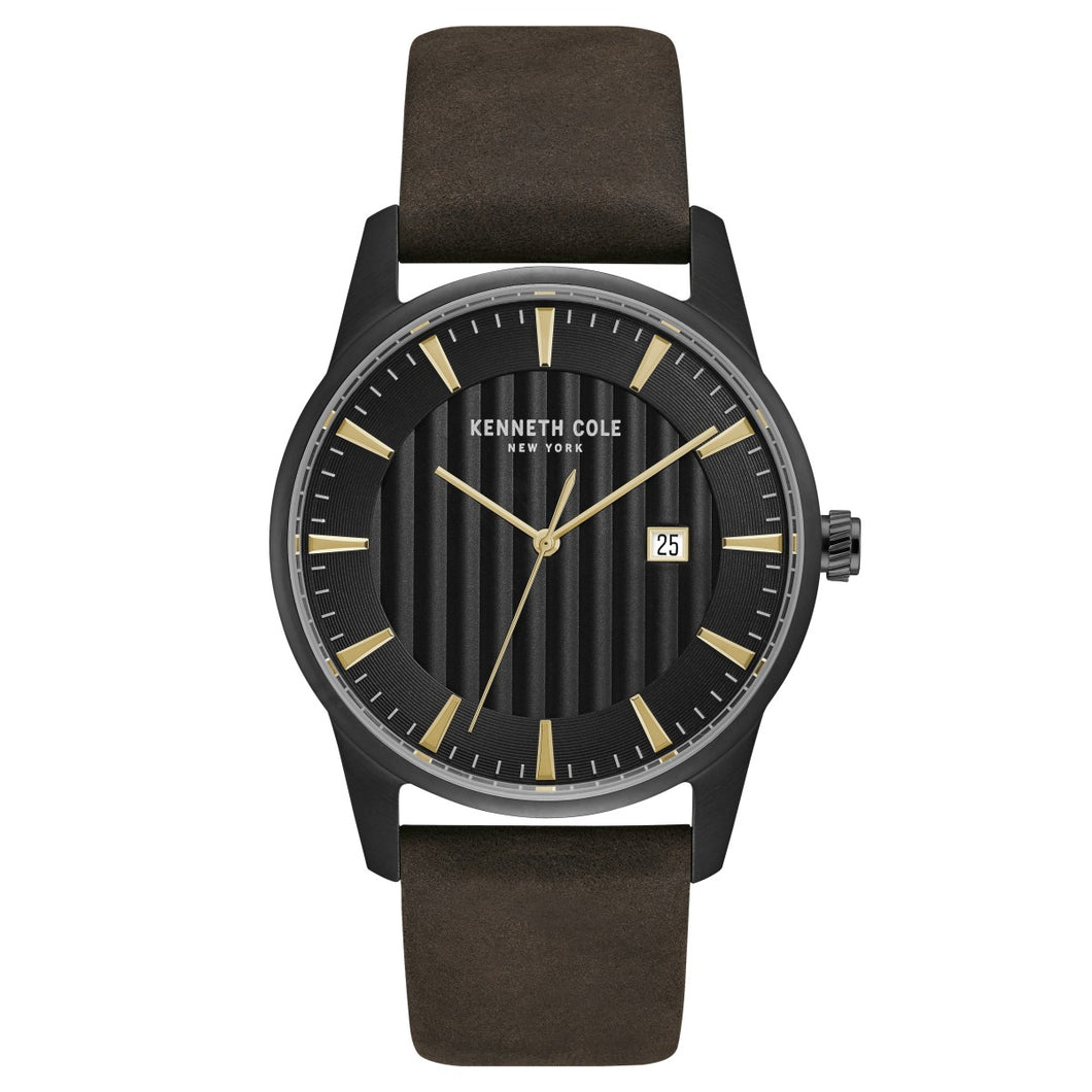 Kenneth Cole New York Herren-Armbanduhr Analog Quarz Leder KC15204003