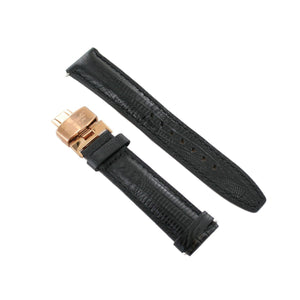 Ingersoll Ersatzband für Uhren Leder schwarz Eidechsen Faltschließe Rosé 20 mm