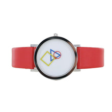 Laden Sie das Bild in den Galerie-Viewer, Aristo Bauhaus Damen Uhr Edelstahl 4D85R Leder rot