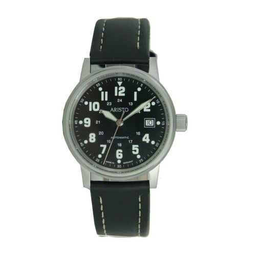 Aristo Herren Uhr Armbanduhr Fliegeruhr Automatic Leder 3H11