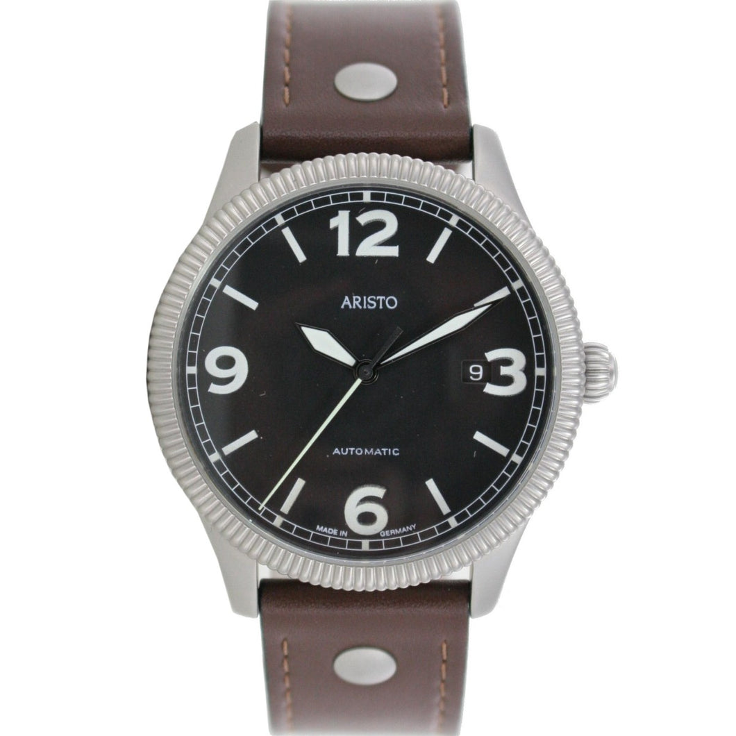 Aristo Herren Uhr Armbanduhr Automatic Edelstahl 3H136 Leder