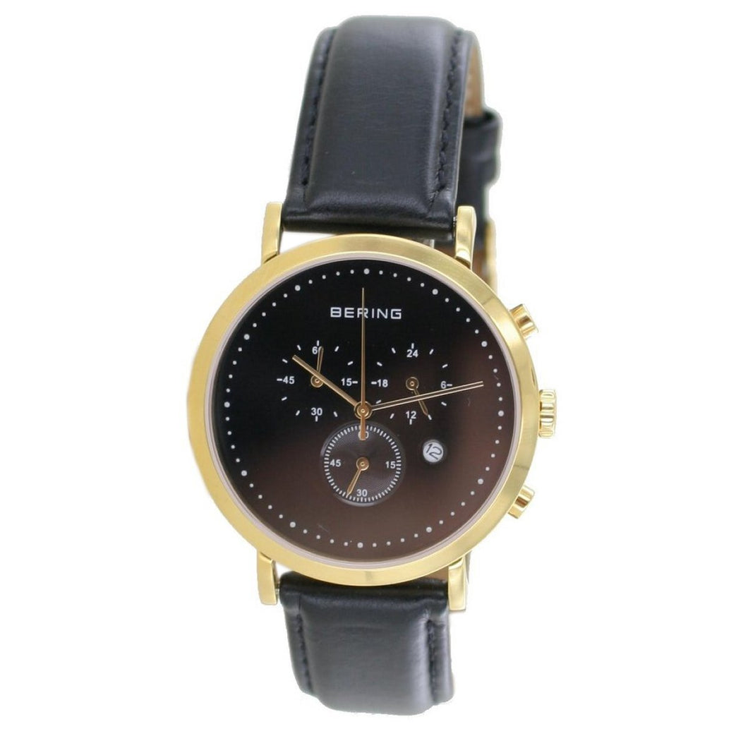 Bering Herren Uhr Armbanduhr Slim Classic Chronograph - 10540-452-1 Leder