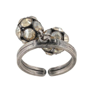 Konplott Ring Disco Balls beige Kristall goldener Schatten PP 32
