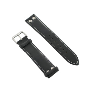 Ingersoll Ersatzband für Uhren Leder schwarz Naht Nieten Dornschließe Si 22 mm