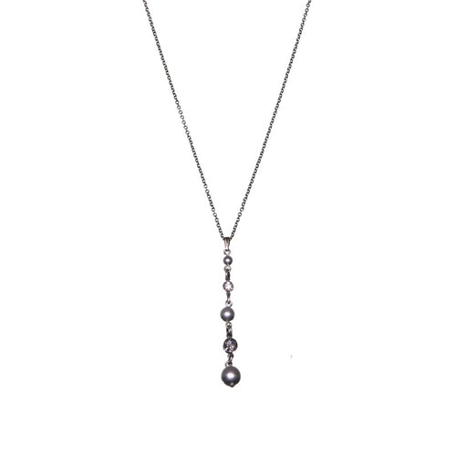 Konplott Halskette Collier Pearl Shadow grau Schwarzer Diamant