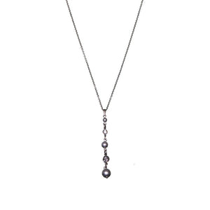 Konplott Halskette Collier Pearl Shadow grau Schwarzer Diamant