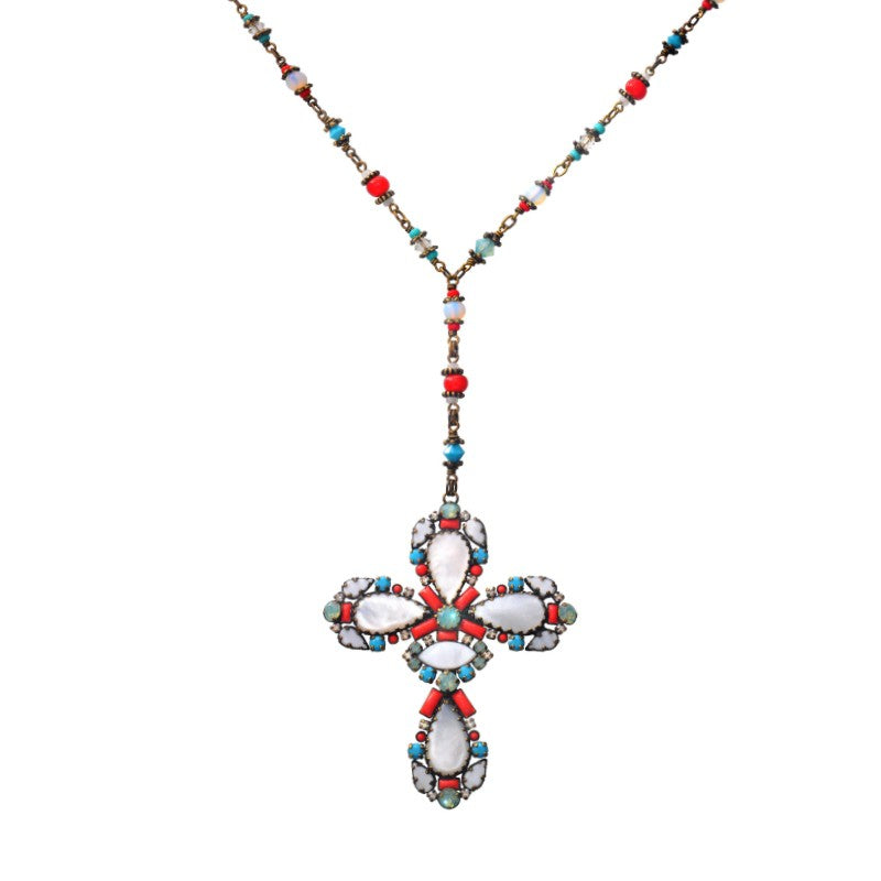 Konplott Halskette Collier Yoga Californica multi light Kreuz