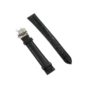 Ingersoll Ersatzband für Uhren Leder schwarz g. Kroko Faltschl.Silber 16 mm