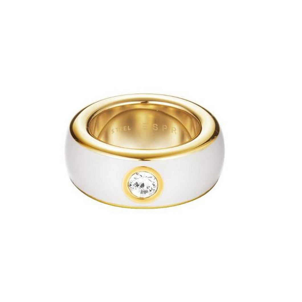 Esprit Damen Ring Edelstahl Gold Fancy weiss ESRG12194J1